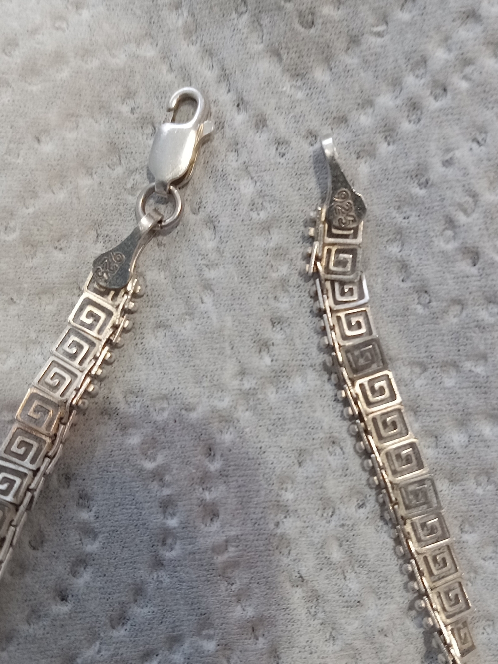 Sterling Silver Greek Key 16 Inch Necklace - Silver 925